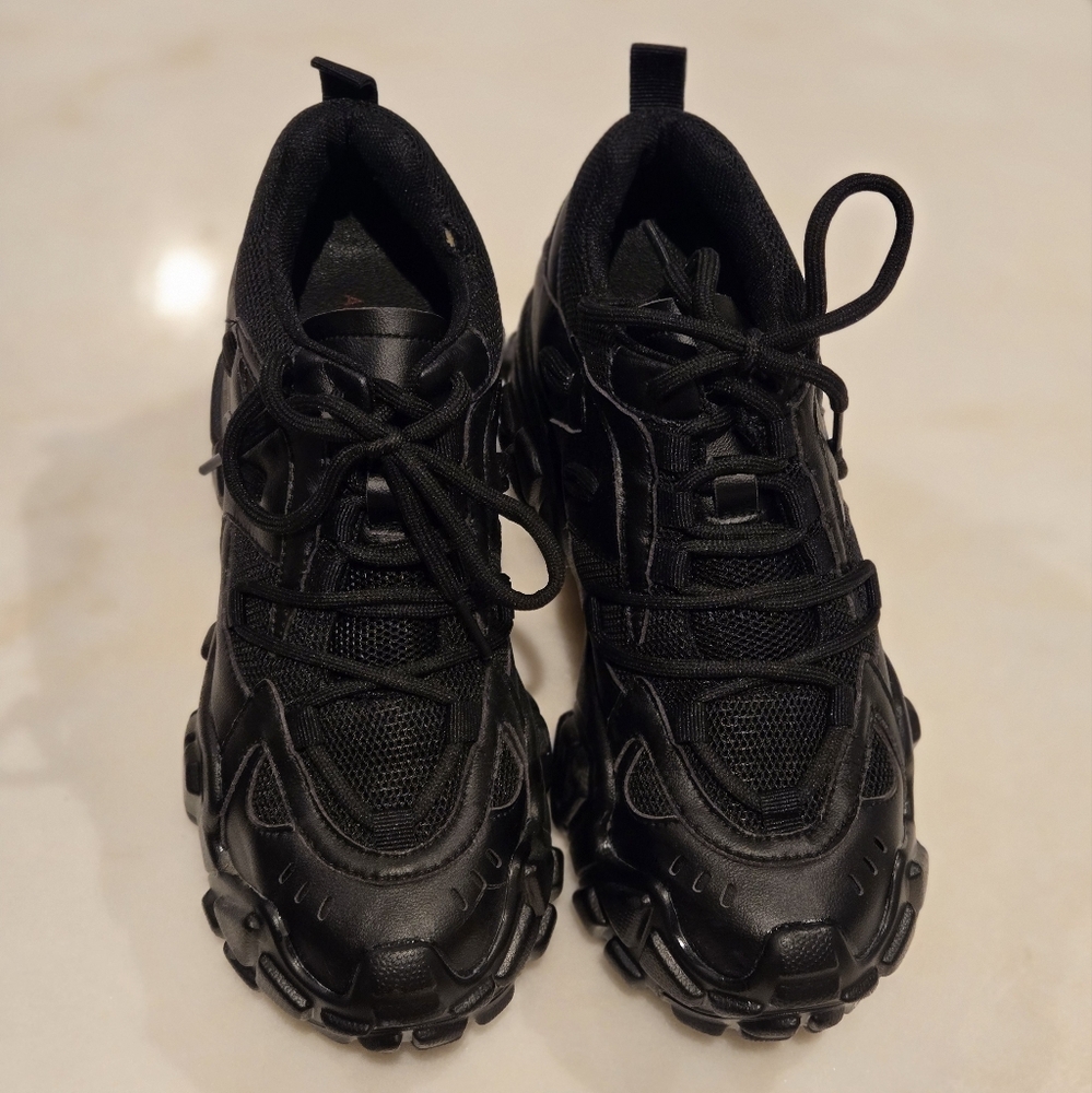 Anthony Wang Black Chunky Sneakers